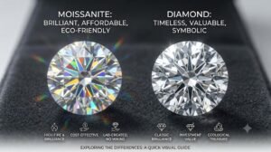 Read more about the article Moissanite vs. Diamond: The Ultimate Guide to Brilliance, Value, and Sustainability