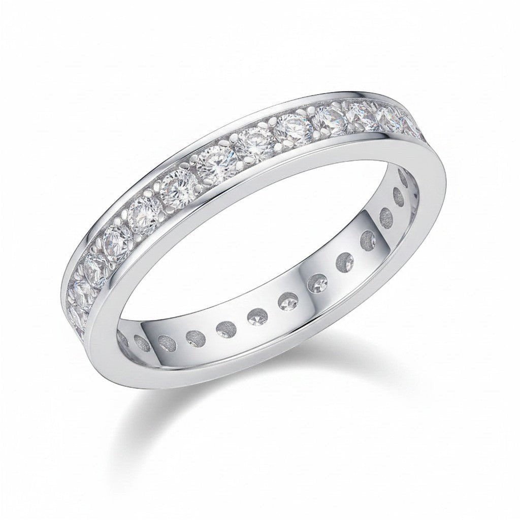 Full Moissanite Eternity Band Ring Stack in 925 Sterling Silver